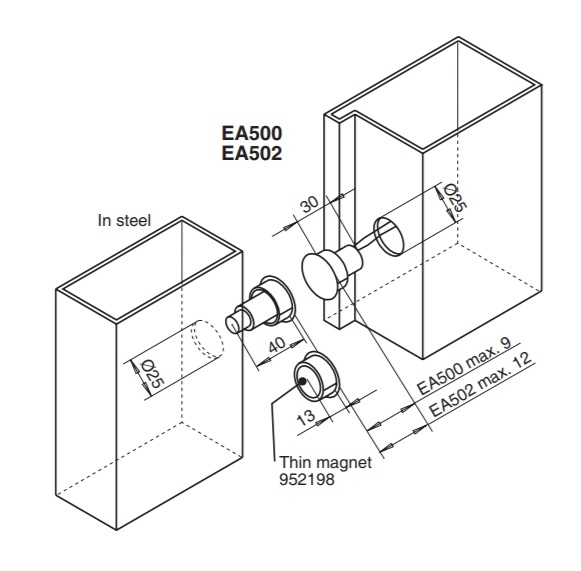 ABLOY Segulsnerta/hurðarsegull f.stál hurð EA500 - Image 2