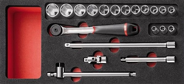 USAG Bakki með svampi með verkfærum Topplyklasett 519 M 613BEA 20 stk