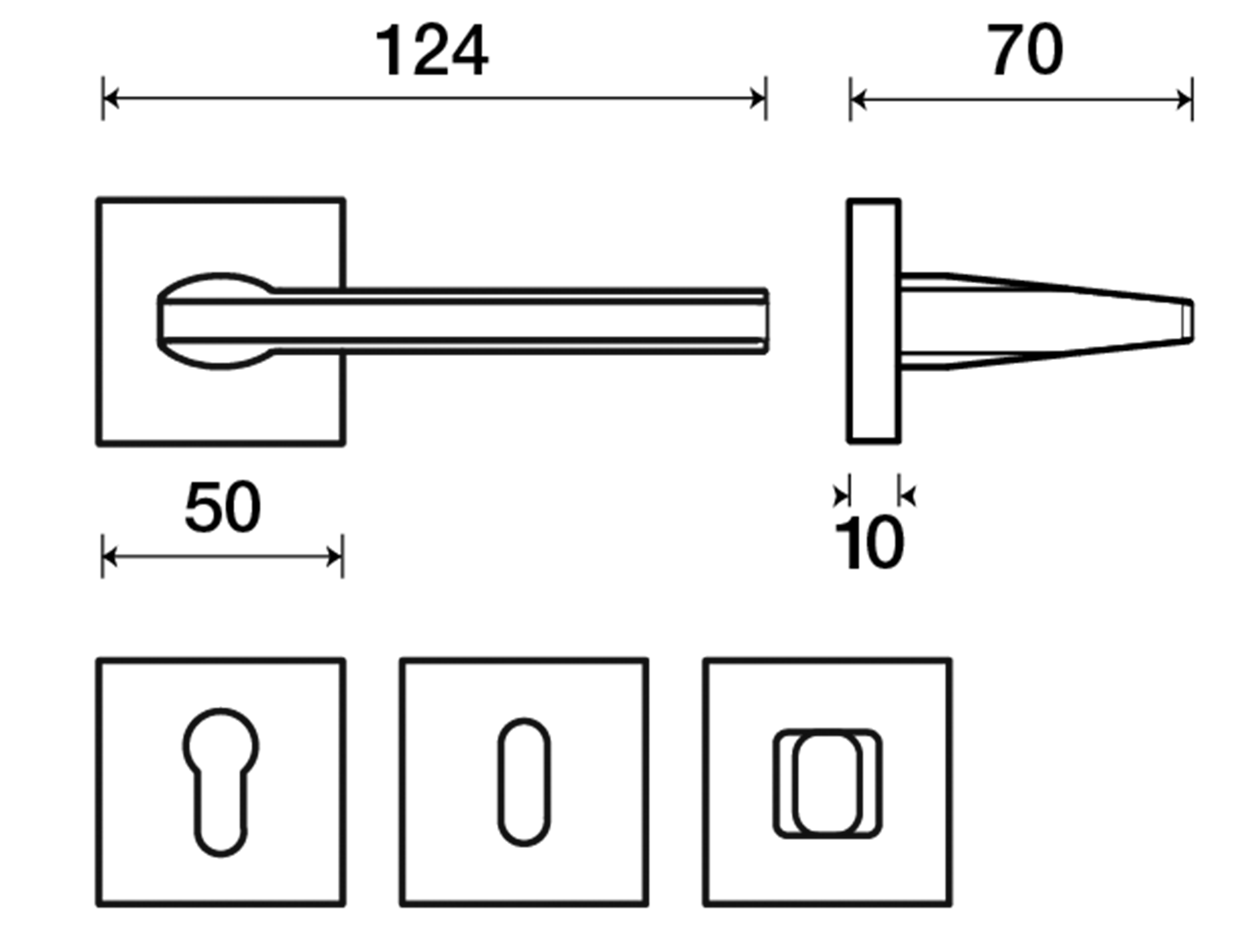 FRASCIO Hurðarhandfang ZOE Q Svart Matt með lykillaufum Fyrir Þýskar læsingar - Image 2