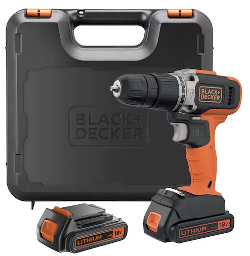BLACK+DECKER Borvél hleðslu 18V 2x1.5Ah Kolalaus