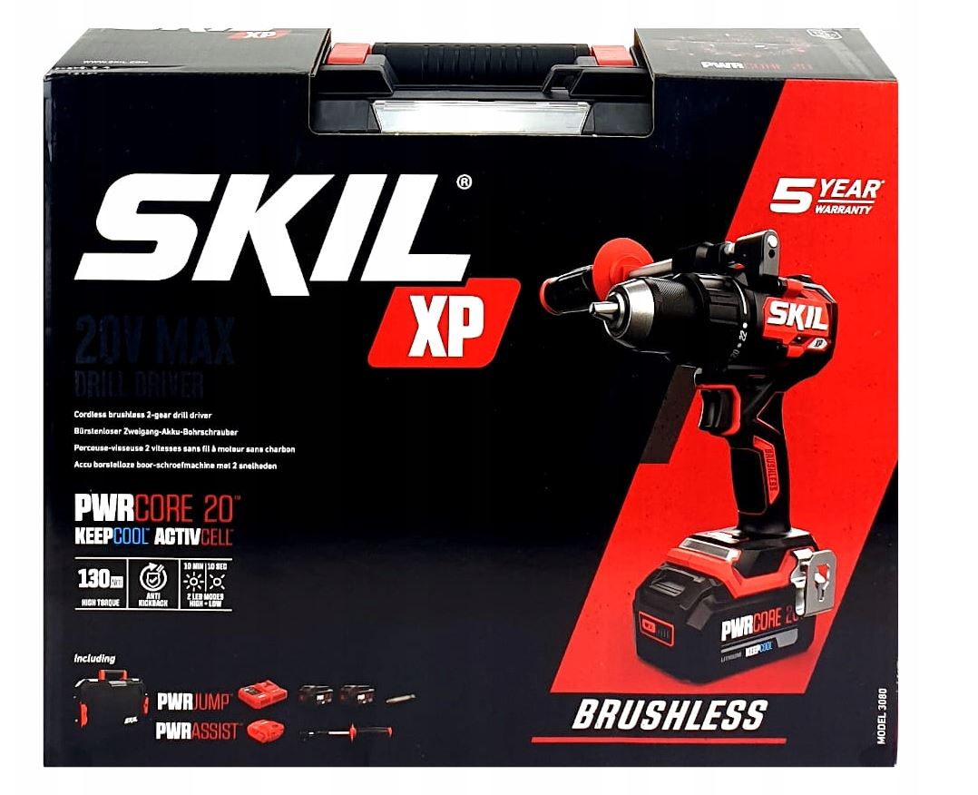 SKIL Borvél hleðslu 20V 3080HB Compact Sett 2x4.0Ah Kolalaus DD1E3080HB PRO XP