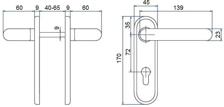 ASSA ABLOY Hurðarhandfang á langskilti DIN Svart - Image 2