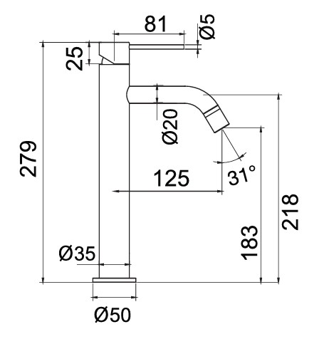 PRIMY Voyager High Coal Baðherbergisblöndunartæki - Image 5