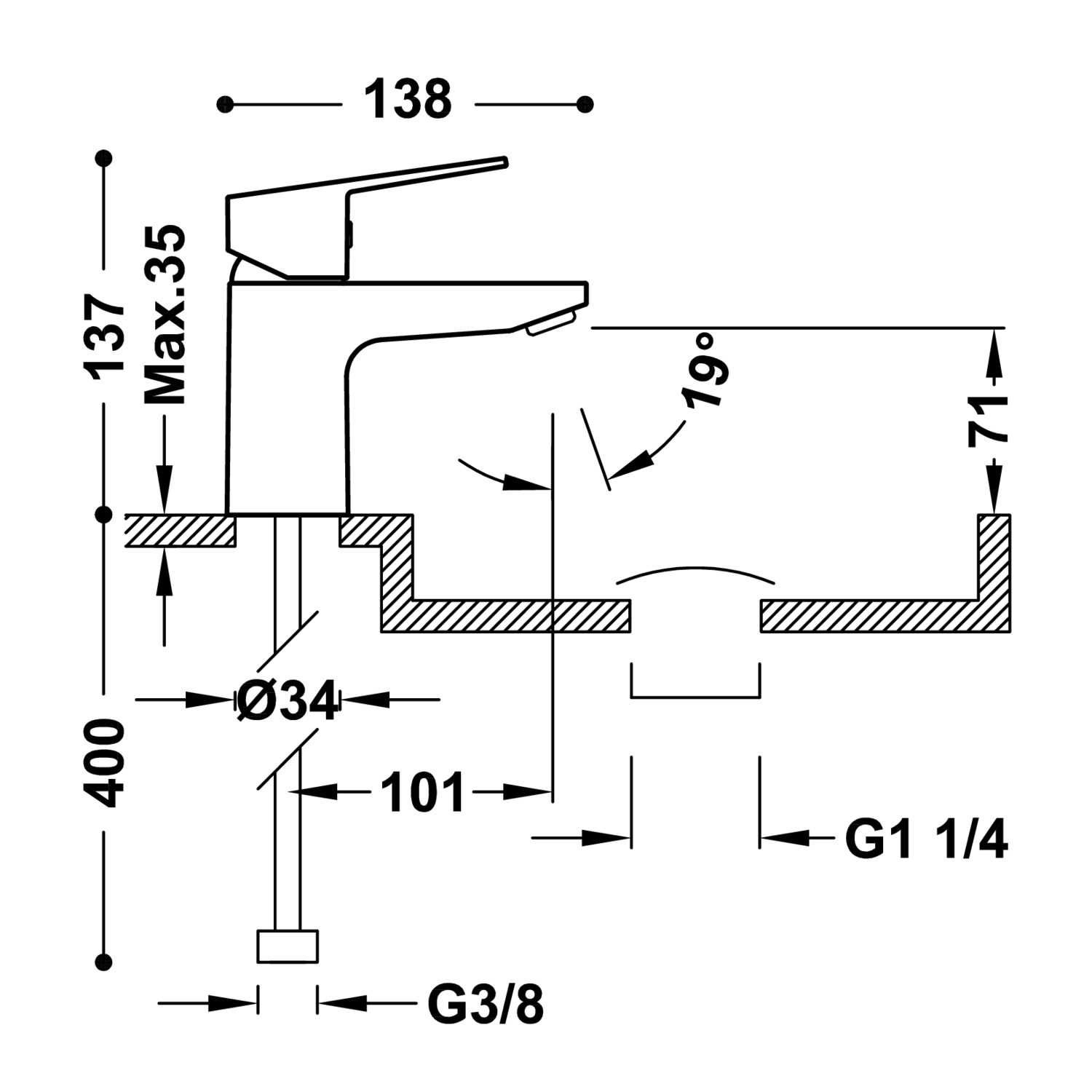 TRES Base Baðherbergisblöndunartæki - Image 2