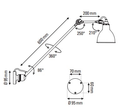 DCW Lampe Gras N°304 L 60 Vegglampi - Image 3