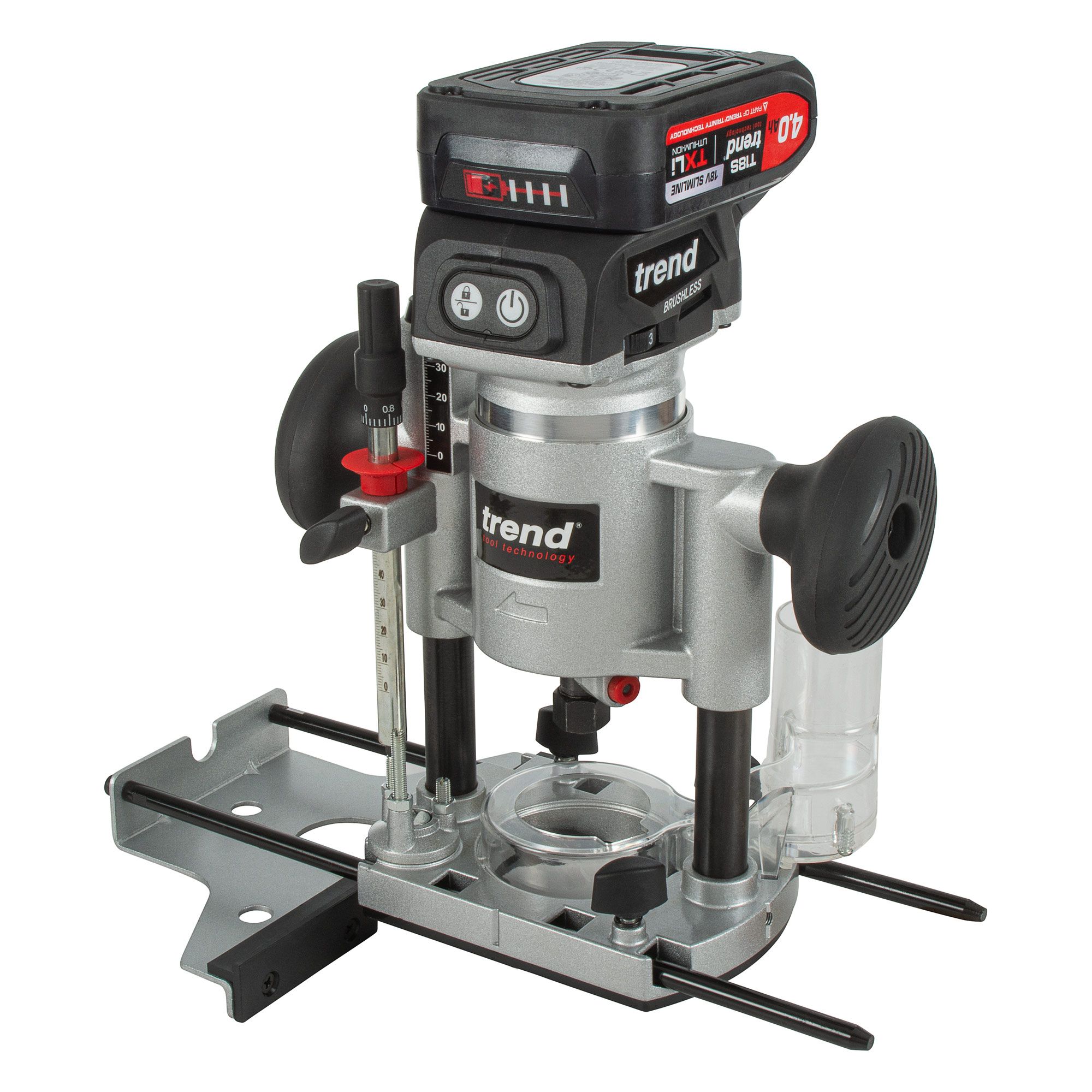 TREND Fræsari hleðslu m. 2x 4.0Ah rafhlöðum - T18S/R14P2