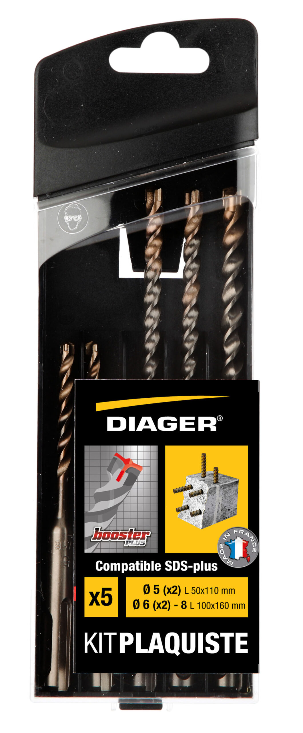 DIAGER BOOSTER Plus Borasett SDS+ 7 stk 5-8mmx110mm / 6-12mmx160mm