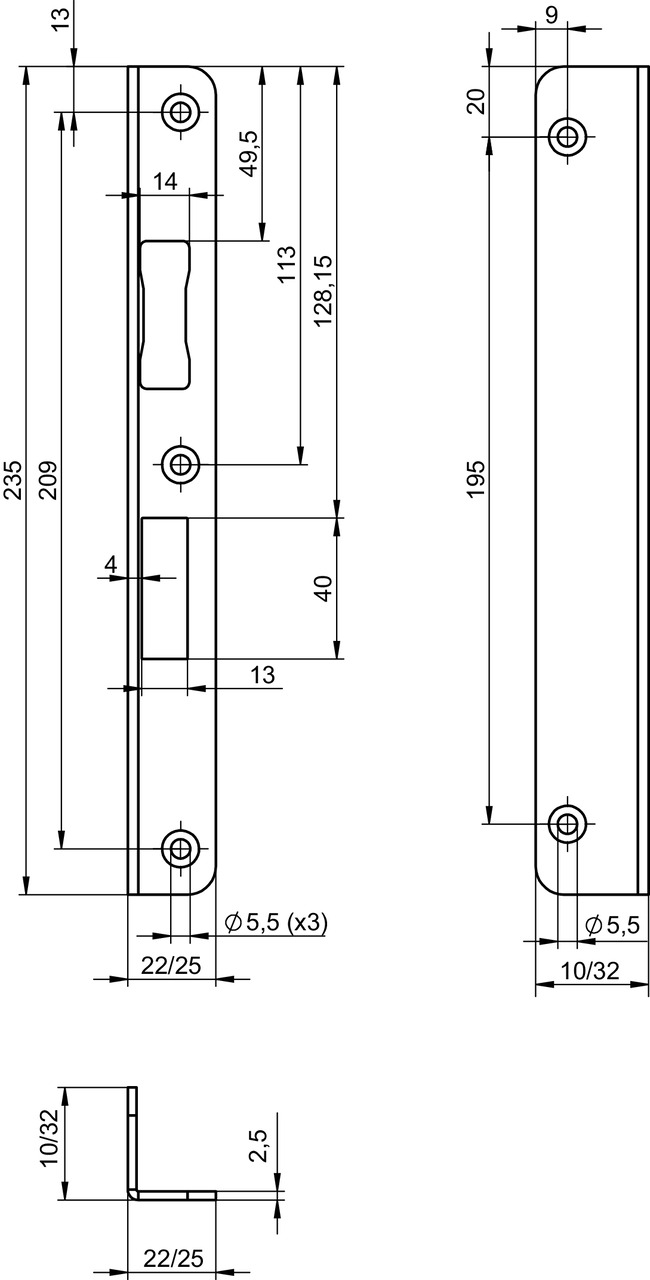 ASSA ABLOY Slúttjárn N6000 f.yfirf 22/32mm Hægri