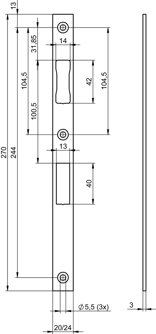 ASSA ABLOY Slúttjárn N6500 f.Prófíl 20mm