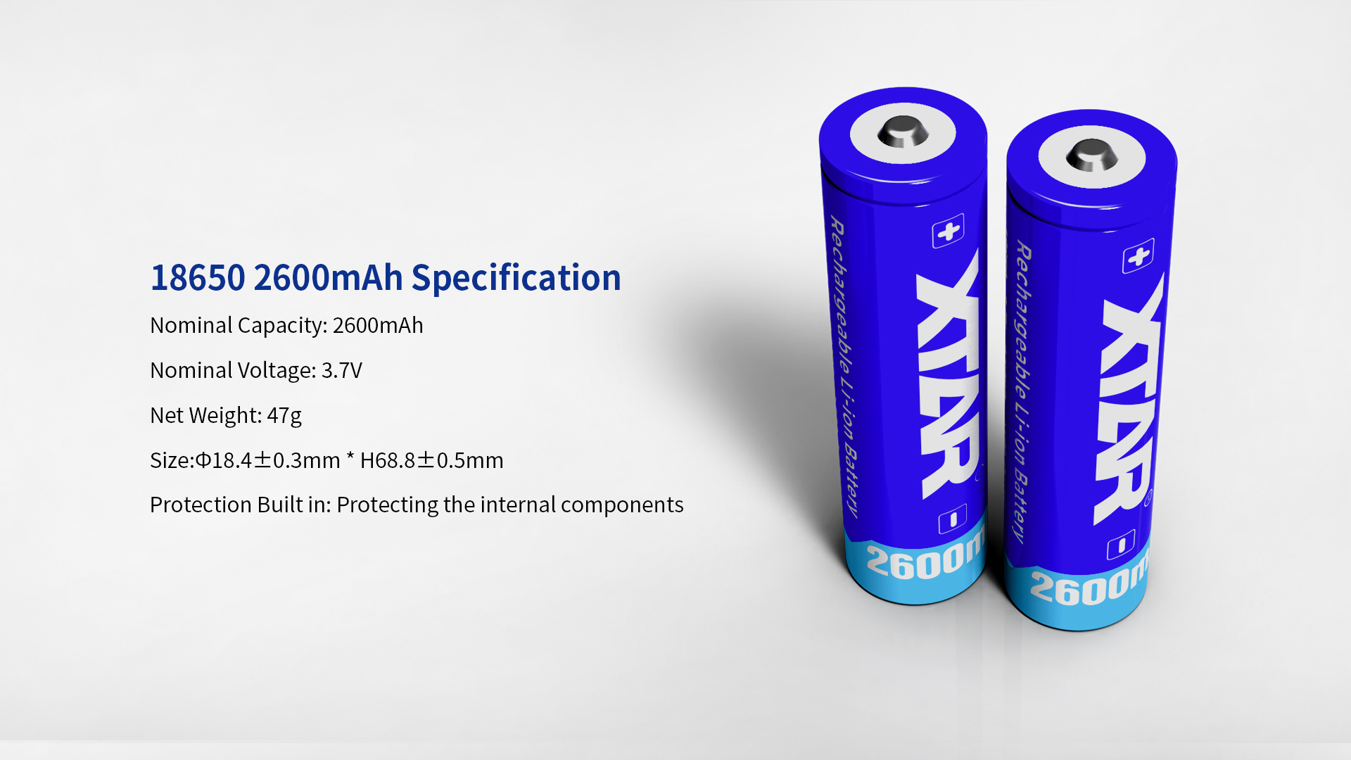 XTAR Rafhlaða 18650 2600maH Endurhlaðanleg - Image 2