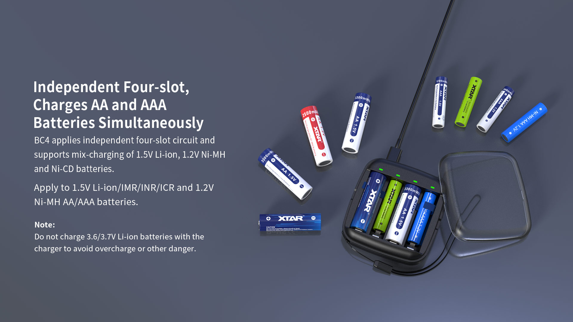 XTAR Hleðslutæki BC4 fyrir AA/AAA - Image 3