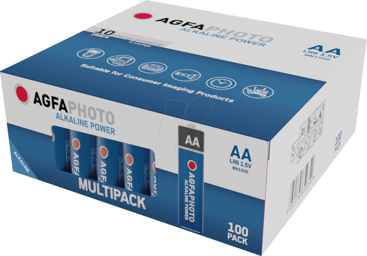 AGFAPHOTO Rafhlöður AA Alkaline Power 100 stk í kassa AGFAPHOTO