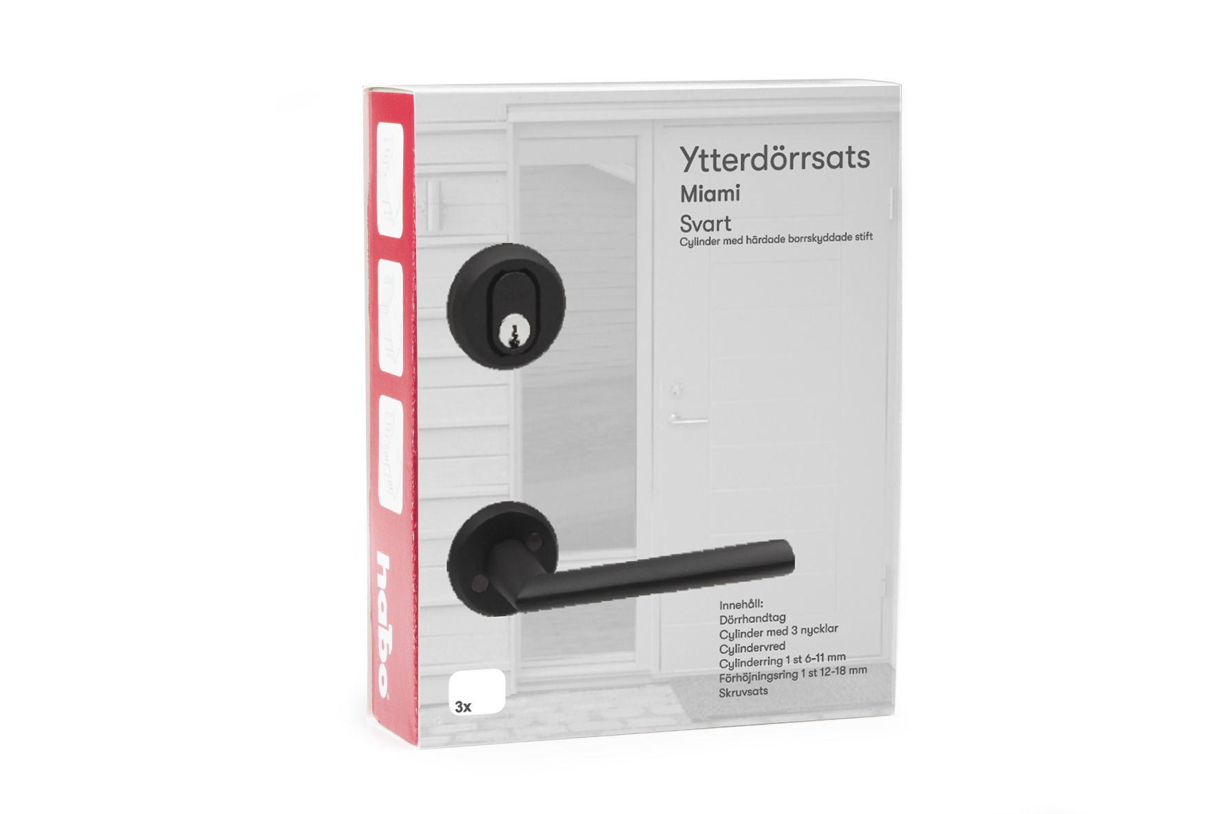 HABO Miami Hurðarhandfang Svart UTANDYRA Fyrir ASSA -